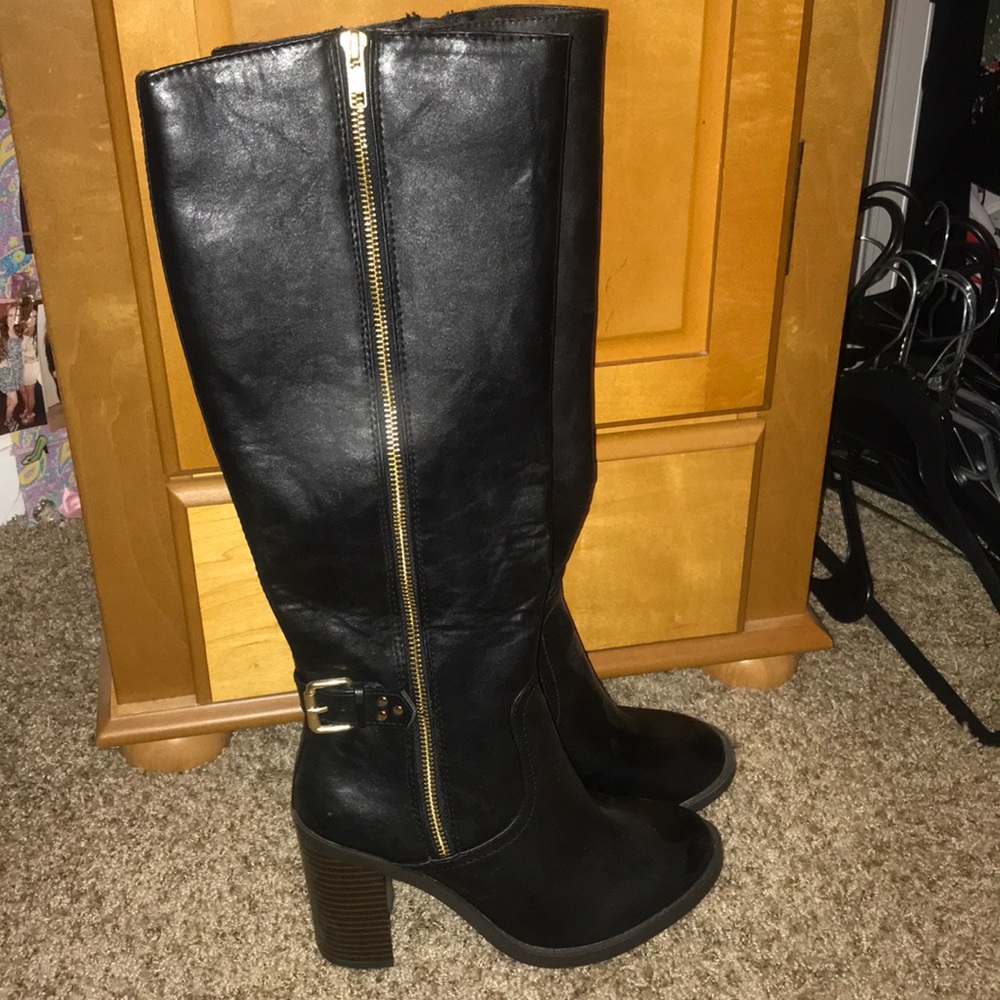 Lauren Conrad Knee High Heeled Black Boots Size 7